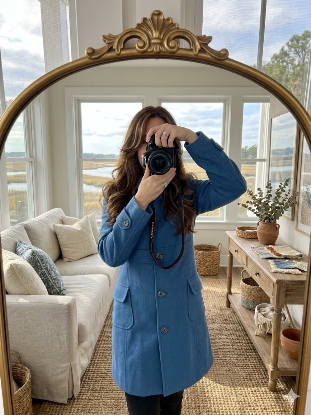 Tulle Anthropologie | wool blend |Single breasted pea coat blue | large